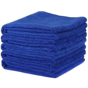 50X Microfiber Schoonmaakdoekje Blauwe Handdoek Set Voor Auto Polijsten Auto Det 30x30Cm