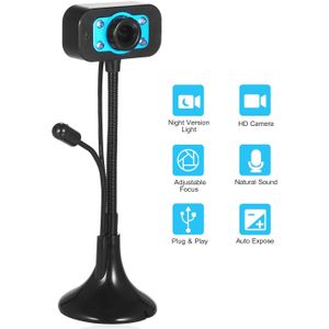HD Webcam USB Desktop Laptop Camera Mini Plug Play Video Calling Computer Camera with Mic Night Version LED Rotatable stander