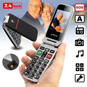Artfone Flip 2.4 ""Screen Originele Flip Grote Toetsenbord Goedkope Senior Touch Mobiele Telefoon Telefoon Oudere Clamshell Mobiele Telefoons (2G)