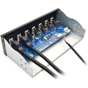 5.25 Inch Desktop 7 Poorten Hub 19 Pin Naar 2 Usb 3.0 + 4 Usb 2.0 + BC1.2 Voorpaneel uitgerust Met High-Performance 125x85x18.5mm