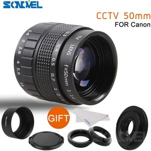 50mm F1.4 CCTV TV Movie lens + C Mount + Macro ring + metalen zonnekap voor Canon EOS M M2 M3 M5 M6 M10 Mirrorless Camera