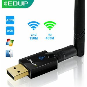 Edup 600Mbps 5Ghz Usb Wifi Adapter 802.11AC Dual Band Wi Ontvanger Draadloze Netwerkkaart Usb Adapter Met 6dbi antenne Voor Pc