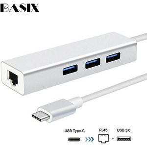Basix Usb C Hub Usb C Ethernet Adapter Naar Ethernet 1000Mbps RJ45 Lan Adapter USB-C Netwerkkaart Gigabit Internet voor Macbook Pro