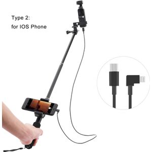 Extension Pole Selfie Stick Voor Dji Osmo Pocket 2 Handheld Gimbal Stabilizer Met Telefoon Beugel Klem Kabel Voor Type-C