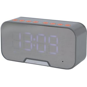 Bluetooth Speaker Met Radio Led Spiegel Wekker Subwoofer Muziekspeler Snooze Desktop Klok Draadloze