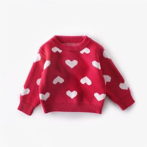 Kids Baby Baby Meisjes Truien Herfst Winter Warm Dikke Zachte Knited Hart Gedrukt Met Lange Mouwen Tops Outwears 0-24Months