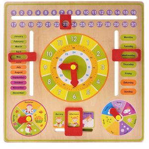 Multifunctionele Cartoon Houten Klok Speelgoed Cognitieve Kalender Seizoen Datum Kinderen Educatief Speelgoed Vroeg Leren Puzzel Speelgoed