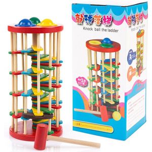 Handen-Op Percussie Stapelen Tafel Houten Speelgoed Kleur Vroege Onderwijs Speelgoed Voor Baby Speelkaart Tafel Kloppen Bal Ladder