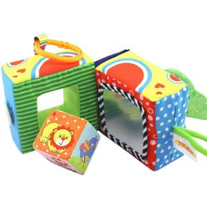 Kleurrijke Baby Doek Cube Creat Rammelaar Mobiele Bed Hangen Educatief Speelgoed Zachte Veilige Lachspiegel Speelgoed