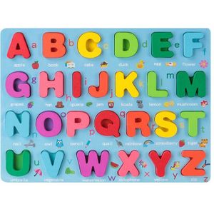 Houten Kids Houten 3D Alfabet Nummer Puzzels Speelgoed Brief Digitale Geometrische Engels Educatief Speelgoed Voor Kinderen Abcdefghijklmnabc