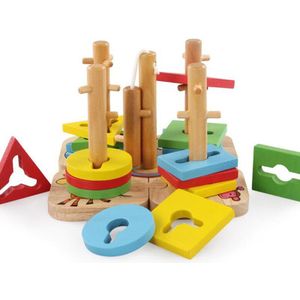 Kids Houten Blokken Sets Educatief Speelgoed Geometrische Vorm Bijpassende Speelgoed Voor Kinderen Animal Stapelen Oyuncak Juguetes Educativos