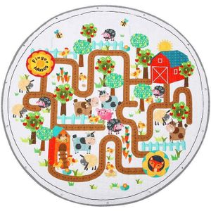 Baby Spelen Mat Ronde Wasbare Nursery Rug Antislip Katoen Gym Speelkleed Speelgoed Organizer Opslag Tasje Opvouwbare kruipen Mat