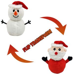 Kerst Omkeerbare Santa Sneeuwpop Speelgoed Leuke Dubbelzijdig Flip Pluche Pop Voor Kinderen Jongens Meisjes