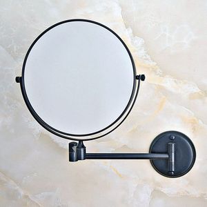 Zwarte Olie Gewreven Messing Badkamer Scheren Makeup Vergroten Spiegel Dual Side Wandmontage/Badkamer Accessoire mba634