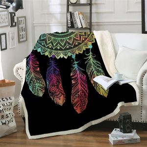3D Dreamcatcher Sherpa Worp Deken Bohemian Mandala Sherpa Fleece Deken Op Het Bed Sofa Kleurrijke Plaid Sprei