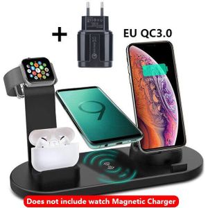 6 In 1 Draadloze Opladen Pad Stand Voor Apple Horloge 5 4 3 2 1 Iphone 11 X Xs Xr 8 Airpods Pro 10W Qi Fast Charger Dock Station