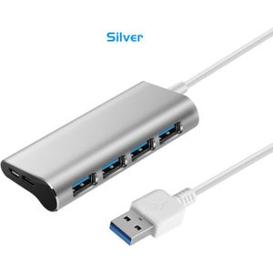 4-Port Aluminium Usb 3.0 Hub 5Gbps Super Speed 0.6M/1M Type-C micro Usb Opladen Splitter Voor Desktop Laptop