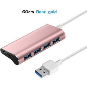 4-Port Aluminium Usb 3.0 Hub 5Gbps Super Speed 0.6M/1M Type-C micro Usb Opladen Splitter Voor Desktop Laptop