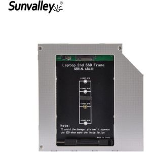 Sunvalley 12.7mm 2nd HDD Caddy 2.5 ""HDD Case Aluminium Ondersteuning 2 TB HDD SATA 3 NGFF M.2 SSD voor notebook DVD/CD-ROM Optische Bay