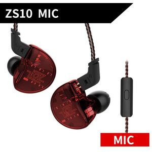 Kz ZS10 Hoofdtelefoon 4BA + 1DD Dynamische Armature Oordopjes Hifi Bass Headset Noise Cancelling In Ear Monitors Hybrid Oortelefoon