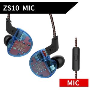 Kz ZS10 Hoofdtelefoon 4BA + 1DD Dynamische Armature Oordopjes Hifi Bass Headset Noise Cancelling In Ear Monitors Hybrid Oortelefoon