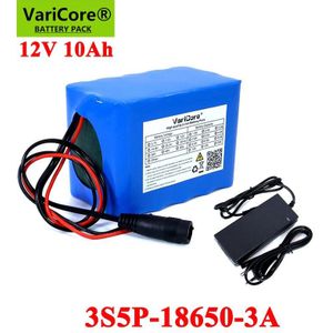 Varicore 12V 10Ah 18650 Li-Ion Batterij 10000Mah Met Bms Voor Monitor Noodverlichting Ononderbroken Power + 12.6V 3A Charger