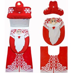 Kerst Wc Set, 3 stks/set Huishoudelijke Kerst Toilet Seat Cover Radiator Cap Cover en Wc Voet Pad Cover