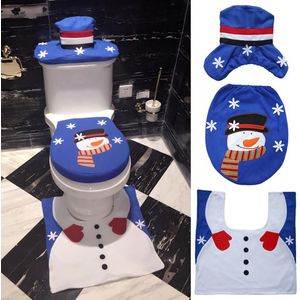 Kerst Wc Set, 3 stks/set Huishoudelijke Kerst Toilet Seat Cover Radiator Cap Cover en Wc Voet Pad Cover