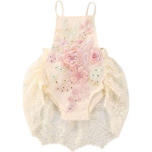 Kant Gehaakte Pasgeboren Romper Baby Fotografie Props Baby Meisje Mouwloze Kant Mouwloze Halter Romper Pasgeboren Kleding