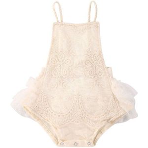 Kant Gehaakte Pasgeboren Romper Baby Fotografie Props Baby Meisje Mouwloze Kant Mouwloze Halter Romper Pasgeboren Kleding