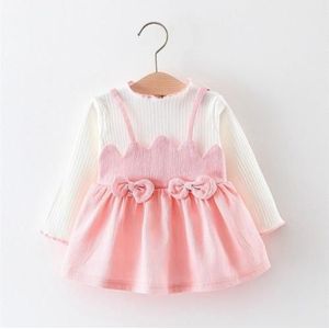 Leuke Peuter Kid Baby Meisjes Volledige Mouw Jurk Bow-Knoop Prinses Dress Party Outfits