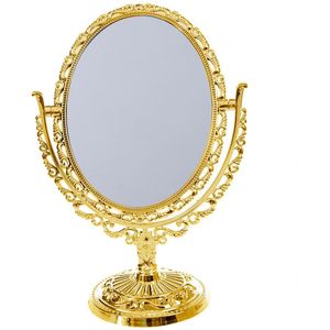 Cosmetische Spiegel Europese Stijl Archaistic Swivel Desktop Dubbelzijdig Ovaal Voor Badkamer 360 Graden Draaibare 2 Kleur