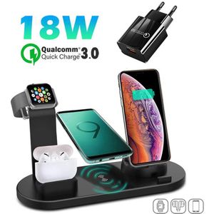 Kephe 4 In 1 Draadloze Opladen Inductie Charger Stand Voor Iphone 11 Pro X Xs Max Xr 8 Airpods Pro apple Horloge Docking Station
