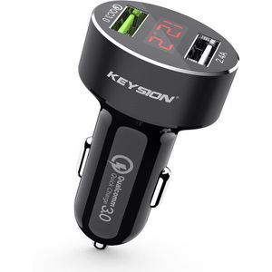 Keysion Dual Usb Snellader Qc 3.0 Auto-oplader Voor Iphone Xs Max Xr X 8 7 Samsung S9 Note9 led Display Digitale Slimme Laders