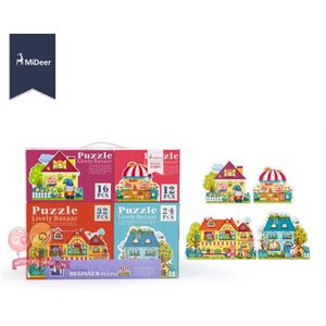 Mideer Kinderen Beginner Seizoen Verkeer House Puzzel Set Baby Vroege Educatief Speelgoed Pack Van 4 Dozen Kerst