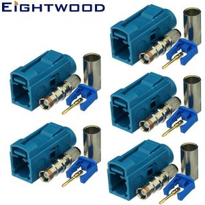 Eightwood 5 Pcs Gsm Gps Dab + Radio Antenne Connector Smb Fakra Code Z Vrouwelijke Socket Waterblue/5021 Crimp voor RG58 LMR195 Kabel