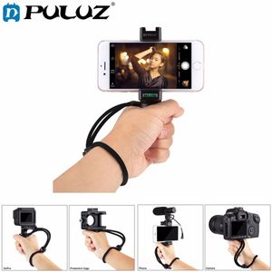 Puluz F-Mount Smartphone Grip Handvat Rig Met Polsband, statief Mount Adapter &amp; Cold Shoe Mount Voor Led Video Licht En Microp