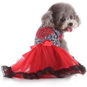 Pet Princess Dress Clothes Spring Summer with Leopard Print Bowknot for Dog