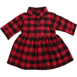 Ma &amp; Baby 6M-4Y Kerst Baby Peuter Kid Baby Meisjes Jurk Rode Plaid Lange Mouwen Tutu Jurken Voor Meisje Jaar Xmas