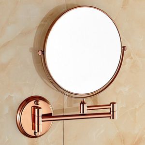 Luxe Rose Gold Uitschuifbare 8 Inch 3X Vergrootglas Badkamer Spiegel 360 Graden Dubbelzijdig Wandmontage Make-Up Spiegel