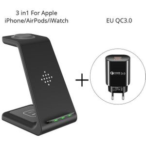 3 In 1 Qi 10W Snelle Draadloze Oplader Voor Iphone Samsung Telefoon Houder Voor Iwatch 5 Voor Airpods Galaxy knoppen Gear S4 S3 Dock Charger