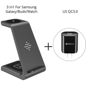 3 In 1 Qi 10W Snelle Draadloze Oplader Voor Iphone Samsung Telefoon Houder Voor Iwatch 5 Voor Airpods Galaxy knoppen Gear S4 S3 Dock Charger
