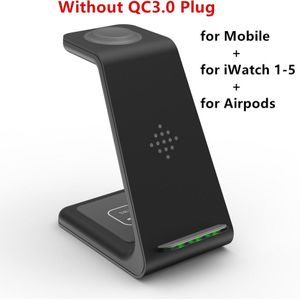 3 In 1 Qi 10W Snelle Draadloze Oplader Voor Iphone Samsung Telefoon Houder Voor Iwatch 5 Voor Airpods Galaxy knoppen Gear S4 S3 Dock Charger