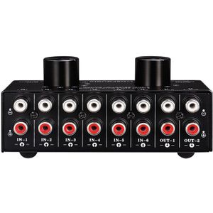 Switcher 6 In 2 Out Of 2 In 6 Out Hoofdtelefoon Speaker Switcher Stereo Geluidsbron Signaal Selectie Switcher, interface Keurt Rca