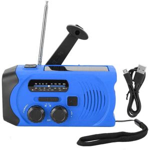 Speaker Terminal Connector Draagbare Zonne-energie Am/Fm Radio Blue Hand Crank Led Zaklamp Sos Alarm Usb Lading Hoofdtelefoon