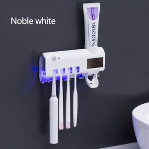 Solar Inductie Elektrische Tandenborstel Sterilisator Uv Licht Antibacteriële Tandenborstelhouder Tandpasta Dispenser Wall Mount