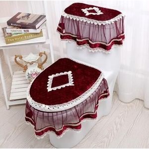 Fyjafon Toilet Seat Cover Kant 3Pcs Overjas Wc Pluche Winter Toilet Seat Cover Grijs Roze Rood Badkamer Wc cover