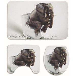 3 stks/set 3D olifant wc mat Pad Toilet Seat Cover badkamer deur antislip tapijt set flanellen vloerkleed badmatten home Decor