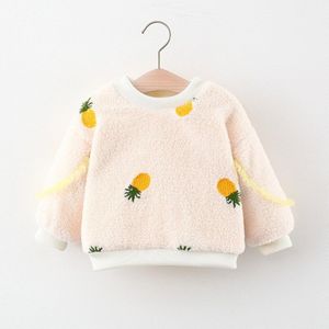 Meisjes Fleece Sweatshirt Warm Winter Kinderen Kids Baby Zuigelingen Lange Mouw Trui Borduren Ananas Uitloper S11580