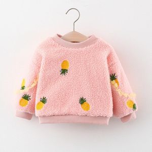 Meisjes Fleece Sweatshirt Warm Winter Kinderen Kids Baby Zuigelingen Lange Mouw Trui Borduren Ananas Uitloper S11580